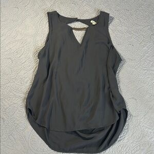 Lily White Gray Asymmetrical Cut Out Tank Top